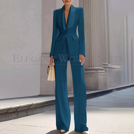 Customzied Women's Suits Blazer Luxury One-Button Shawl Lapel Slim Fit 2 Piece Jacket Pants Sets Evening Female Clothing Outfits