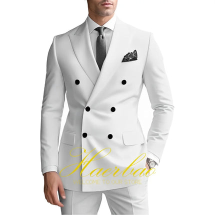 Men's Suits 2 Piece Double Breasted Jacket Pants Wedding Groom Tuxedo Formal Blazer Suit for Men