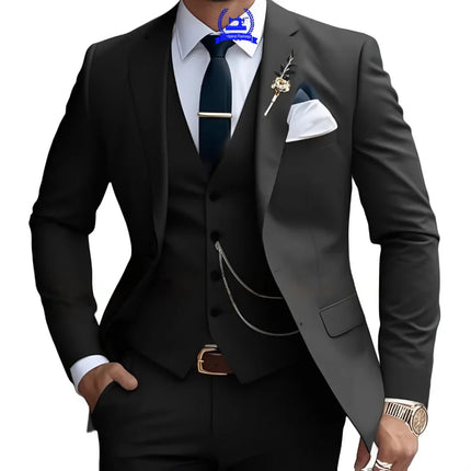 Formal Men's Suit Custom Wedding Tuxedo Slim Fit Groomsmen 3-Piece Suits Full Set Banquet Groom Suits  Dinner Suit