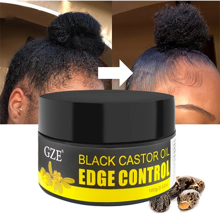 GZE African Black Castor Extra Hold Braid, Loc, Twist Gel, Tames Frizz & Edges, Coconut Oil Edge Control