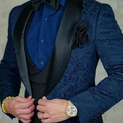 Men's Wedding Suit 2023 Italian Design Custom Black Smoking Tuxedo Jacket 3-piece Set (coat Vest Pants) Men's Groom Terno Suit
