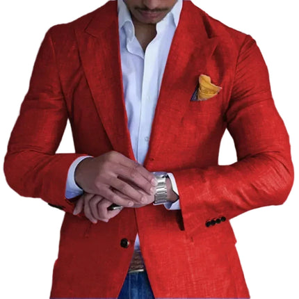 Men's Custom Green Linen Suit Jacket Summer Beach Wedding Groomsmen Only Jacket for Men