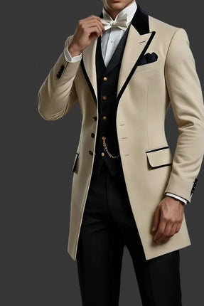 Elegant Business Men's Suits 2 Piece Sets Mid Length Jacket Pants Work Wear Outfits Customized Groom Banquet Attire Ropa Hombre