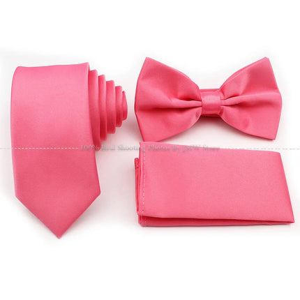 Hot Sale Purple Pink Sage Green Tie Set Polyester Necktie Bowtie Cufflink Brooch For Groom Suit Wedding Cravat Shirt Accessory