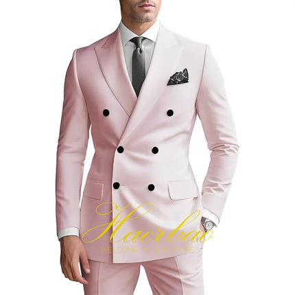 Men's Suits 2 Piece Double Breasted Jacket Pants Wedding Groom Tuxedo Formal Blazer Suit for Men