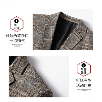 Men Spring Autumn Business Casual Suit Jacket Mens Suits Formal Slim Fit Coat Male Party Wedding Single Breasted Elegant Tops