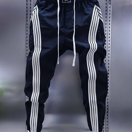 Trendy Mens Casual Pants Spring Summer Slim Fit Sports Harlan Trousers Elastic Waist Cargo kets Straight Leg Faion Brand