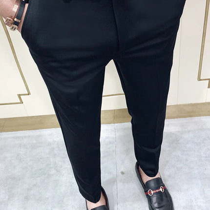 Spring and Autumn Men's Pants Fashion Korean Slim Men's Casual Ankle Pants Streetwear Men's Pants Men's Black Grey