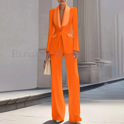 Customzied Women's Suits Blazer Luxury One-Button Shawl Lapel Slim Fit 2 Piece Jacket Pants Sets Evening Female Clothing Outfits
