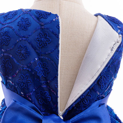 Girls Birthday Party Dresses For Kids Beading Royal blue Elegant Princess Clothes Children Prom Ceremony Wedding Formal Clothing