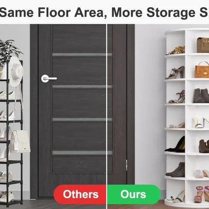 Shoe Rack 7-Tier Spinning, Free Standing Rotating Tower 360°, Easy To Assemble, Space-Saving,White Easy To Clean Shoe Cabinet