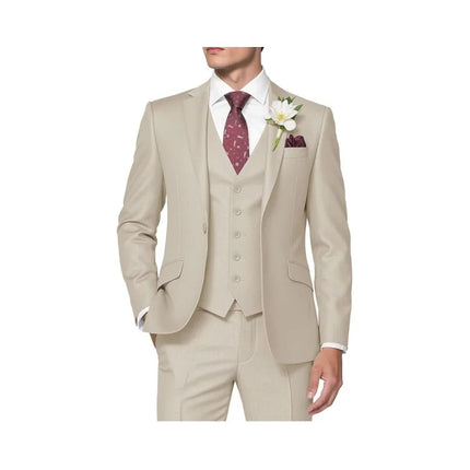 Men's 3-Piece Suit Slim Fit Business Wedding Groomsmen Prom Suits One Button Blazer Jacket Vest Trousers Tuxedo Set
