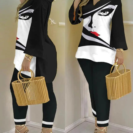 Pants Set New 2023 Spring & Summer Printed Fashion 2-Piece Suit