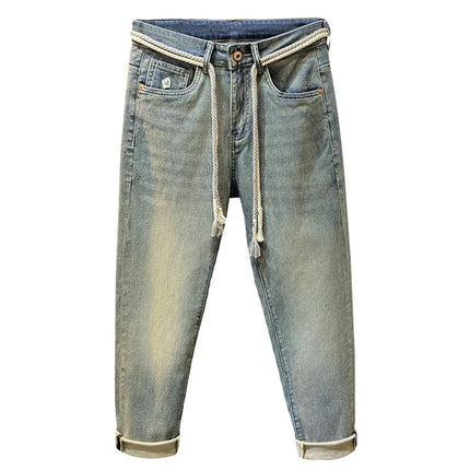 High-End Men's Slim Straight Leg Jeans Casual Print Comfortable Long Trousers Fashionable Trendy Youth Popular Autumn New Arr...