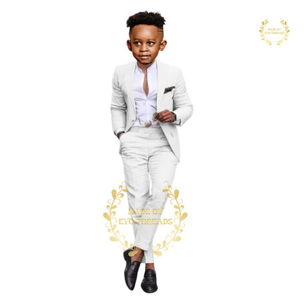 Boys' grass green suit 2-piece set (jacket+pants) premium linen casual blazer custom child tuxedo for summer beach wedding party