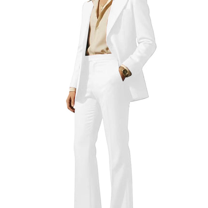 Men's Retro Wide Leg Suit 2PCS Suit Blazer and Flared Pants Fashion Streetwear Wedding Prom Party Business Jacket Tuxedo Outfit