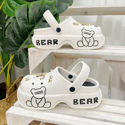 10cm Women's Cave Shoes Thick Bottom High Heels Garden Shoes Summer Anti-slip Cartoon Accessories Sandals Beach Slippers