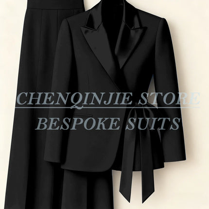 Customzied Women's Suits Blazer Fashion Peak Lapel Skinny Office Lady Outfits Formal Female 2 Piece Jacket Pants Full Sets