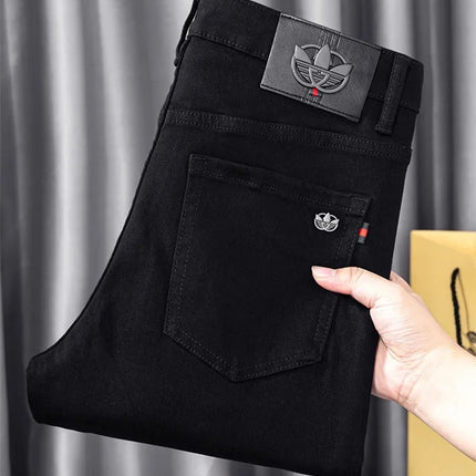 High-End Black Jeans For Men Straight-Leg Trendy Versatile Elastic Lightweight Luxury Trousers New Arrival Autumn/Winter