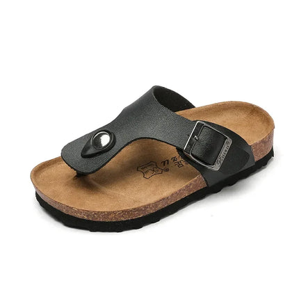 Children Summer Beach Slippers Boys Girls Fashion Cork Sole Flip-flops Outdoor Sandals Soft Sole Anti-Slip Kids Casual Slippers