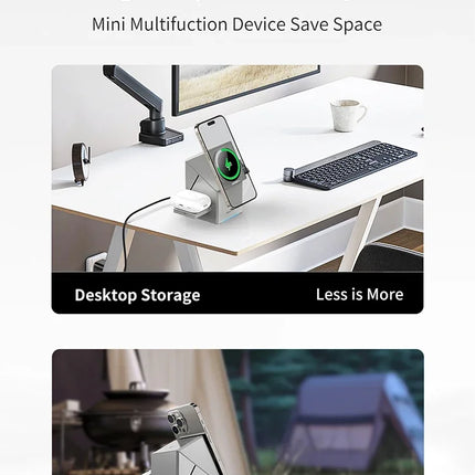 Qi2 3 in 1 Wireless Charger with Auto-Rotating Magic Cube Dock for IPhone 16/15/14 Pro Max, AirPods and IWatch Fast Charging