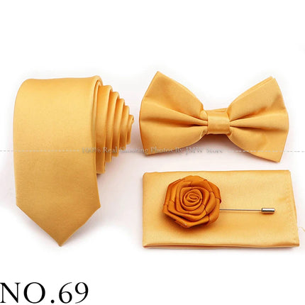 Hot Sale Purple Pink Sage Green Tie Set Polyester Necktie Bowtie Cufflink Brooch For Groom Suit Wedding Cravat Shirt Accessory
