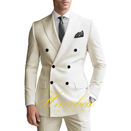 Men's Suits 2 Piece Double Breasted Jacket Pants Wedding Groom Tuxedo Formal Blazer Suit for Men
