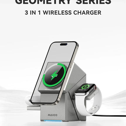 Qi2 3 in 1 Wireless Charger with Auto-Rotating Magic Cube Dock for IPhone 16/15/14 Pro Max, AirPods and IWatch Fast Charging