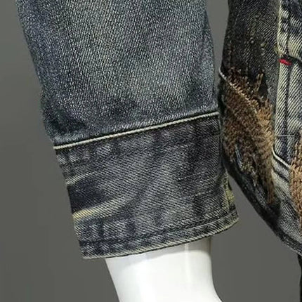 Vintage Denim Jacket With Zip Stand Up Cotton Slim Fit Denim Coat Winter Fashion New Men'S Cotton Jacket Winter Jacket Men