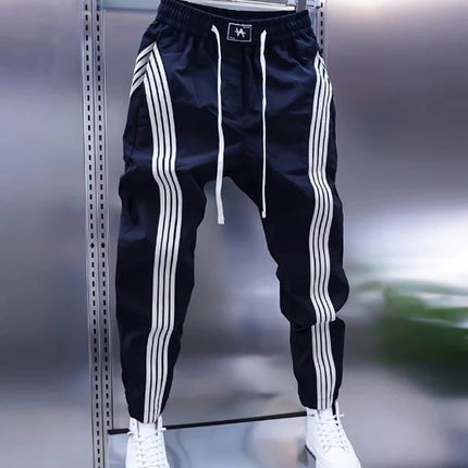 Trendy Mens Casual Pants Spring Summer Slim Fit Sports Harlan Trousers Elastic Waist Cargo kets Straight Leg Faion Brand