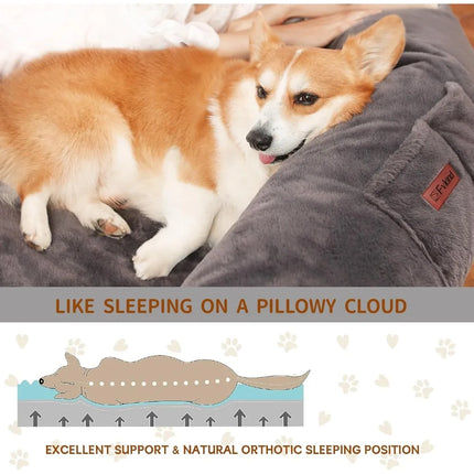 Human Dog Bed for Adult, 73"x56"x12" Washable Orthopedic Human Size Dogs Beds, Faux Fur Removable Adult Dog Bed