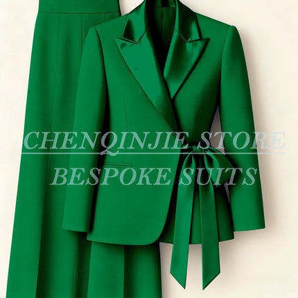 Customzied Women's Suits Blazer Fashion Peak Lapel Skinny Office Lady Outfits Formal Female 2 Piece Jacket Pants Full Sets