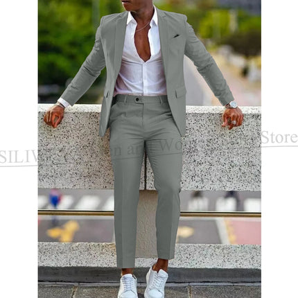 Orange Formal Men Suits For Wedding Prom Notch Lapel Blazer Custom Made Fashion Tuxedos Two-Piece Jacket+Pants Trajes De Hombre