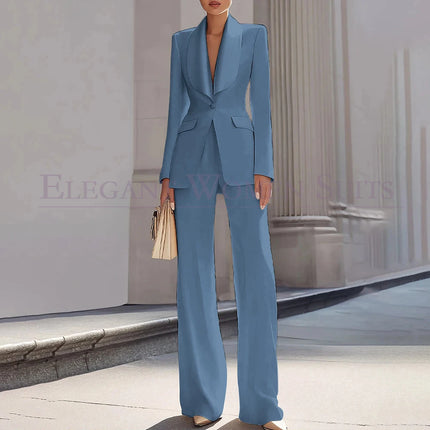 Customzied Women's Suits Blazer Luxury One-Button Shawl Lapel Slim Fit 2 Piece Jacket Pants Sets Evening Female Clothing Outfits