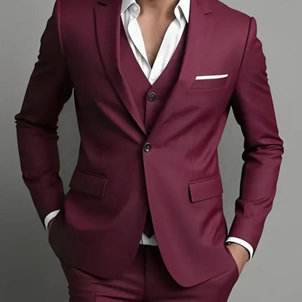 Men's Business Casual Suit for Weddings, Genuine Blazer, Vest and Pants, Big & Tall,Slim Fit Waistcoat, Dress Trousers, US Size