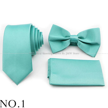 Hot Sale Purple Pink Sage Green Tie Set Polyester Necktie Bowtie Cufflink Brooch For Groom Suit Wedding Cravat Shirt Accessory