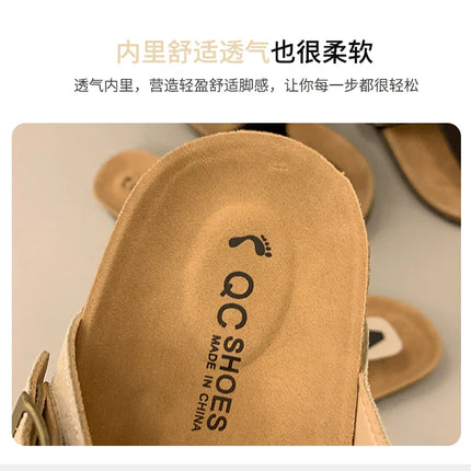 Women's Classic Buckle Strap Birken Slippers 2025 Summer New Design Brand Soft Cork Sandals Ladies Comfort Beach Flip Flop Shoes