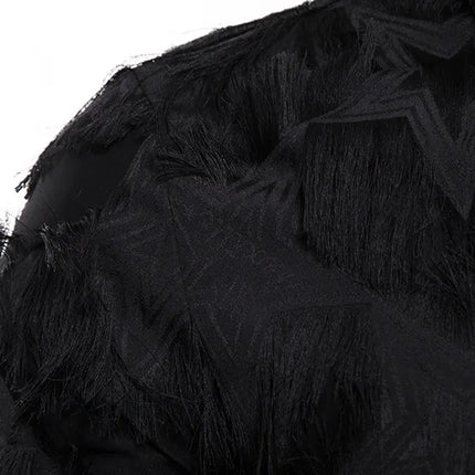 Black White Streetwear Hip Hop Shirt Men Tassels Party Night Club Men's Shirts With Long Sleeves Euro Size Spring Autumn