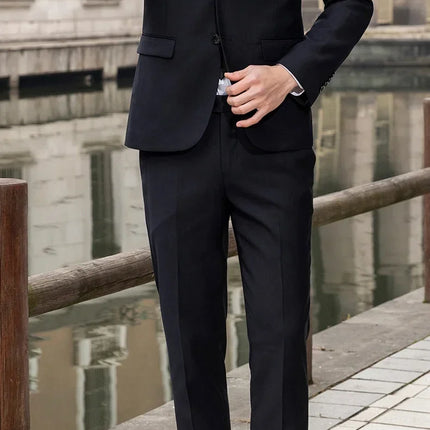 Suit (Blazer+ Trousers) Men's Casual Formal Business Gentleman Solid Color Hosting Four Seasons Slimming Wedding Fashion Suit