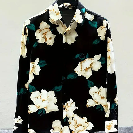 Men's Black Series 3D Printed Long Sleeve Shirts Fashionable And Casual Business Shirt men's Oversized Breathable Lapel Tops
