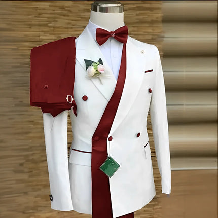 Double Breasted Formal Suits for Men Business Prom Blazer with Pants Wedding Groom Tuxedo Male Suits Custom 2 Pieces Suit Jacket
