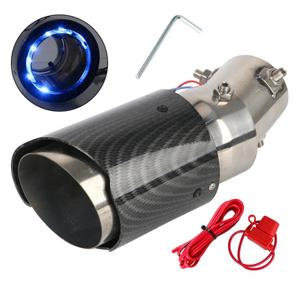 With LED Flashing Decorative Light Racing Car Muffler Exhaust Pipe 63-65mm Tail Vent Flaming Luminous Motorcycle Universal DIY