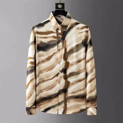 Luxury printed shirt men's long sleeved casual shirt, high-quality, fashionable, trendy, high-end plus size men's clothing XS-6X