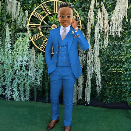 Fashionable Boys Suit Set 3 Pieces Jacket Vest Pants Banquet Party Outfit Elegant Children's Tuxedo Wedding Guest Clothes 2-20T
