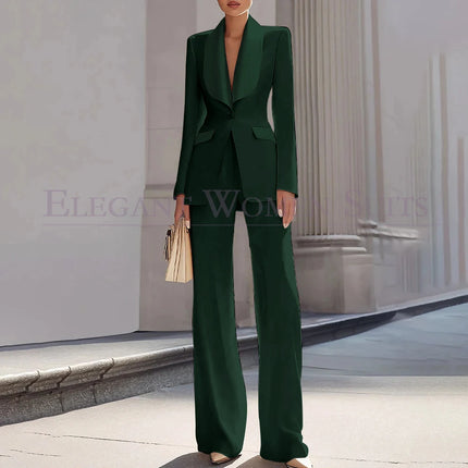 Customzied Women's Suits Blazer Luxury One-Button Shawl Lapel Slim Fit 2 Piece Jacket Pants Sets Evening Female Clothing Outfits