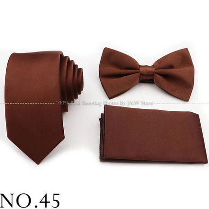 Hot Sale Purple Pink Sage Green Tie Set Polyester Necktie Bowtie Cufflink Brooch For Groom Suit Wedding Cravat Shirt Accessory