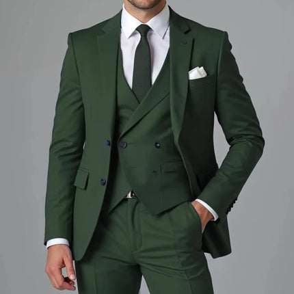Men Suit 3 Pieces Royal Blue With Lapel Solid For Wedding Banquet Birthday Party Business Work Daily Jacket Vest With Pants