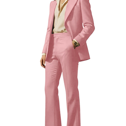 Men's Retro Wide Leg Suit 2PCS Suit Blazer and Flared Pants Fashion Streetwear Wedding Prom Party Business Jacket Tuxedo Outfit