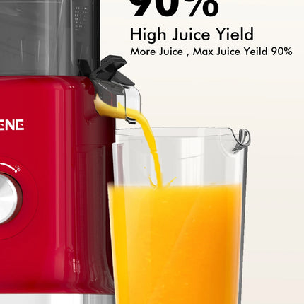 SIFENE Whole Fruits Cold Press Juicer Machine, 4.3-inch (110mm) Large Feed Chute for Vegetables and Fruits, Easy to Clean, Red