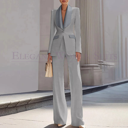 Customzied Women's Suits Blazer Luxury One-Button Shawl Lapel Slim Fit 2 Piece Jacket Pants Sets Evening Female Clothing Outfits